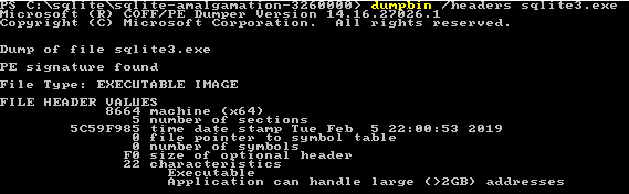 dumpbin SQLite3